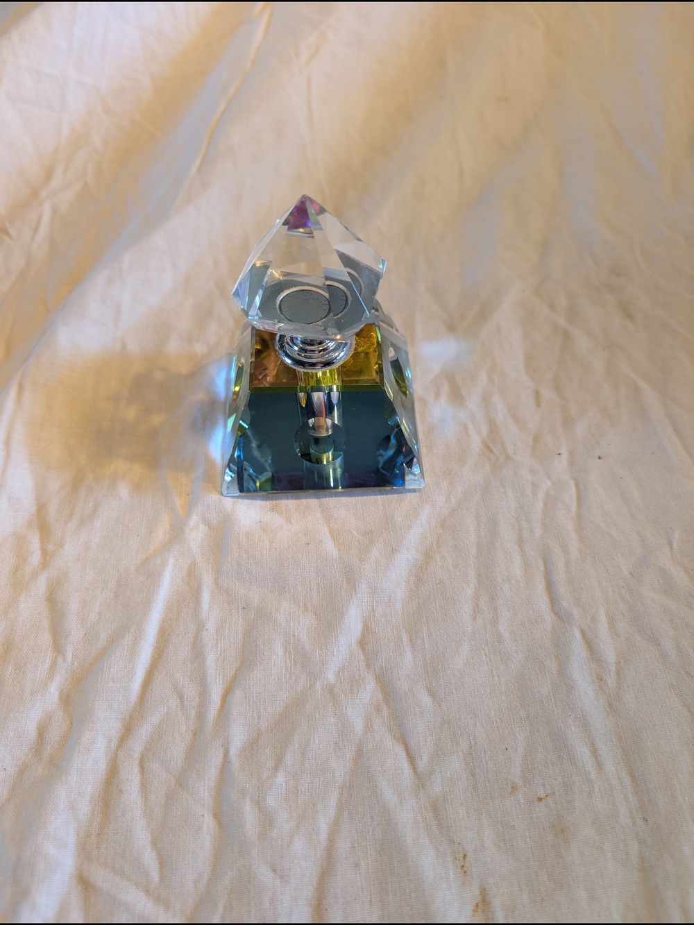 2/50$ Vintage Iridescent Crystal Prism Purfum bottle - Green & Purple Hues - Picture 2 of 6